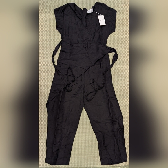 Rujuta Sheth Pants - NWT Rujuta Sheth Viscose Linen Wrap Jumpsuit Black Women's Size Medium